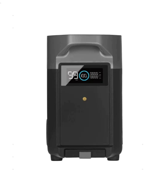 EcoFlow DELTA Pro Extra Battery 3600Wh for use with the Delta Pro Power Station front view display.