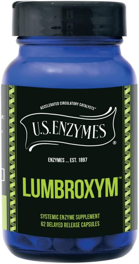 Master Supplements US Enzymes Lumbroxym 62 Caps for cardiovascular health and systemic enzyme support.
