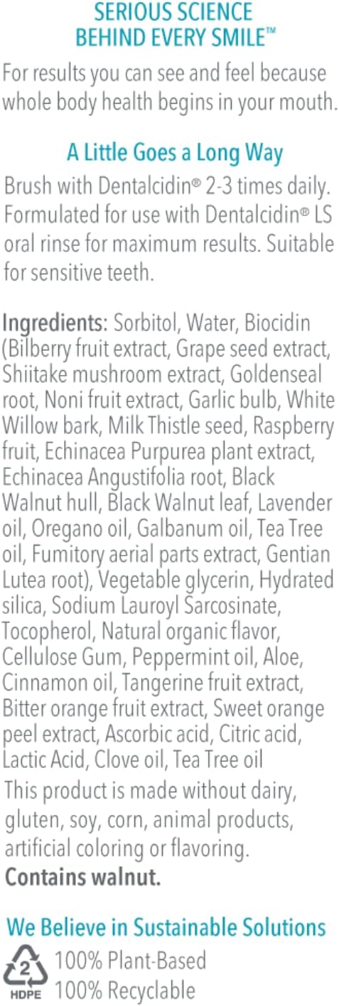 Biocidin Botanical Formulas Dentalcidin Toothpaste Oral Care Mint 3 OZ