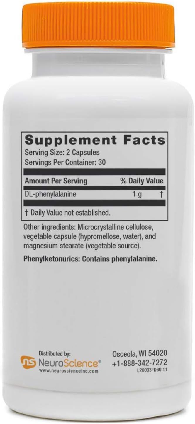 NeuroScience Focus DL Supplement Facts label including dosing information for mental clarity and concentration.