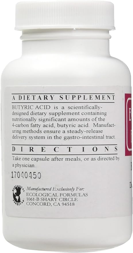 Ecological Formulas Butyric Acid Cal Mag Butyrate 90 Caps dietary supplement bottle for gut health.