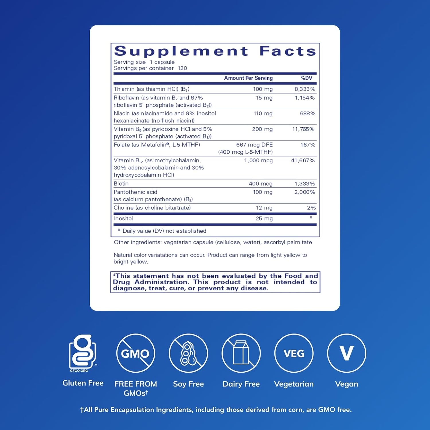 Pure Encapsulations B6 Complex Supports Brain and Nerve Health 120 Capsules.