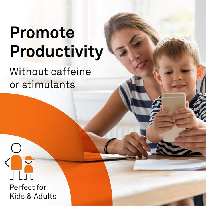 NeuroScience Focus DL promotes productivity without caffeine, suitable for kids and adults, perfect for enhancing mental clarity.