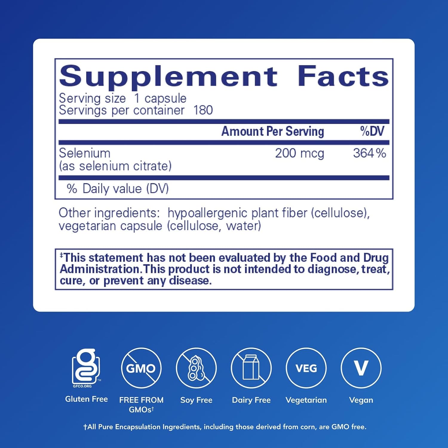 Pure Encapsulations Selenium Citrate Support Immune and Cellular Health 180 Caps.