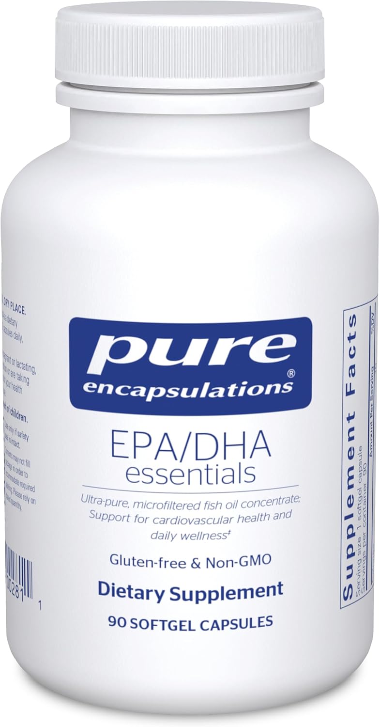 Pure Encapsulations EPA DHA Essentials Omega 3 for Heart Brain Wellness 90 Caps