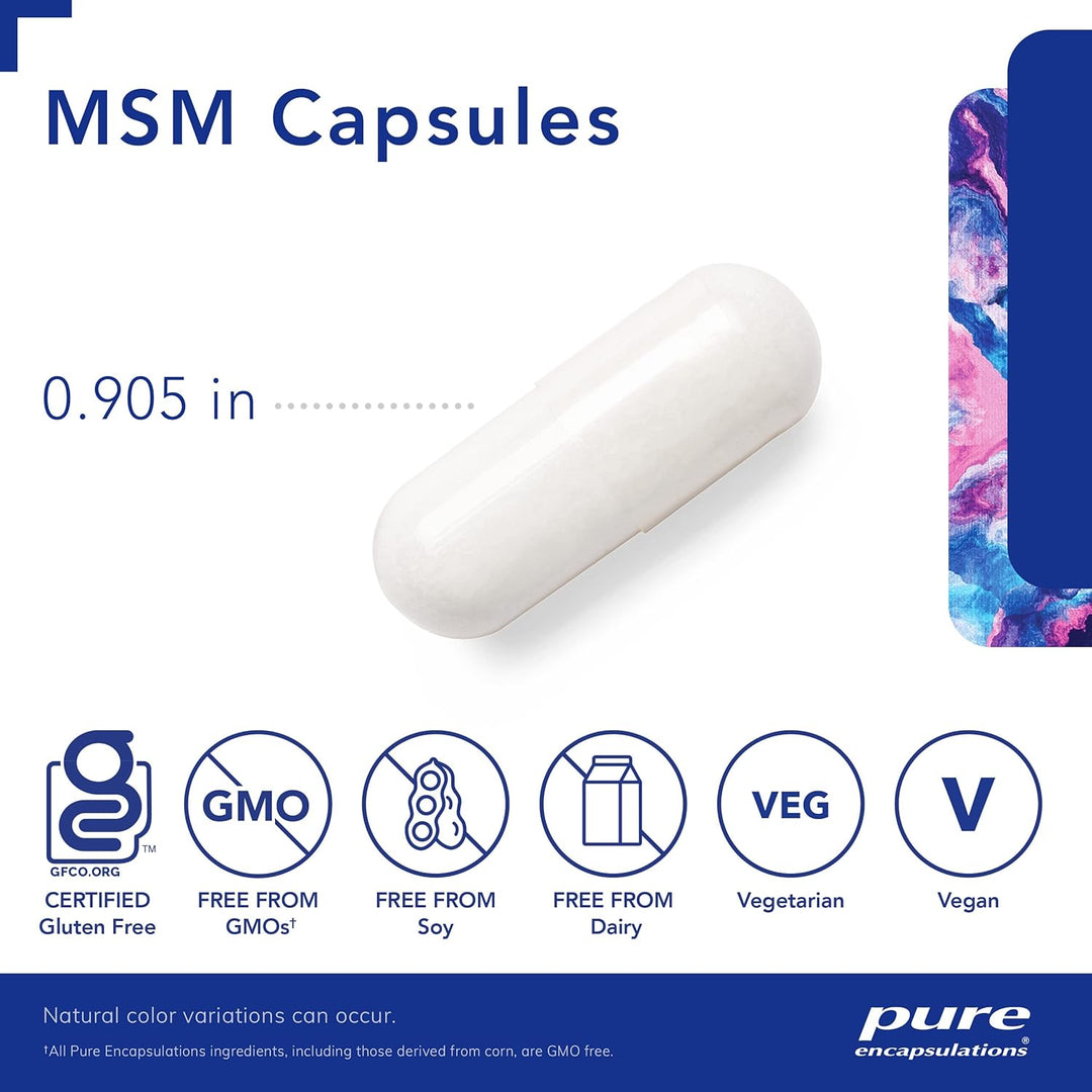 Pure Encapsulations MSM Capsules Joint Support Vegan Formula 360 Capsules