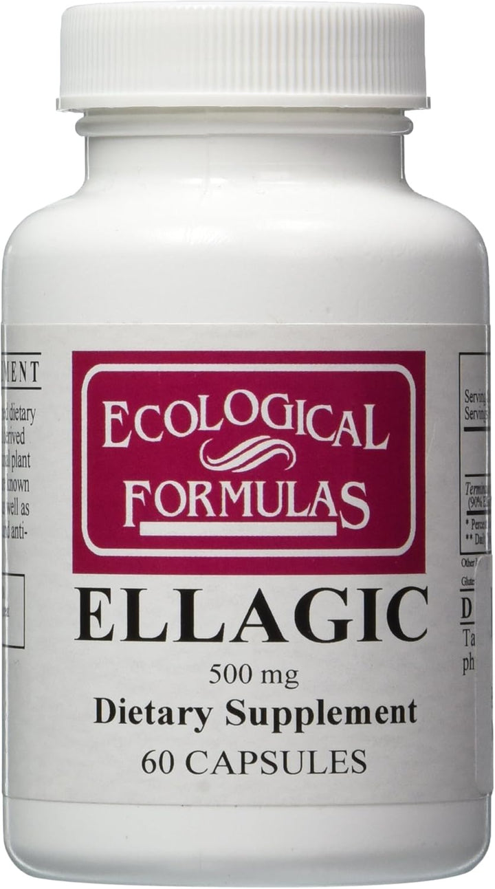 Ecological Formulas Ellagic 500 mg dietary supplement bottle with 60 capsules.