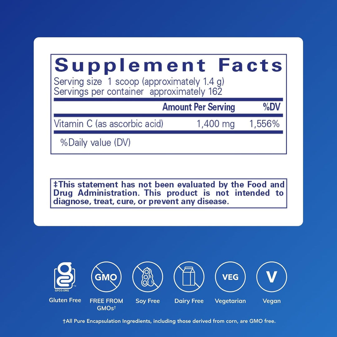 Pure Encapsulations Ascorbic Acid Powder Supports Immune Function 8 Ounces.