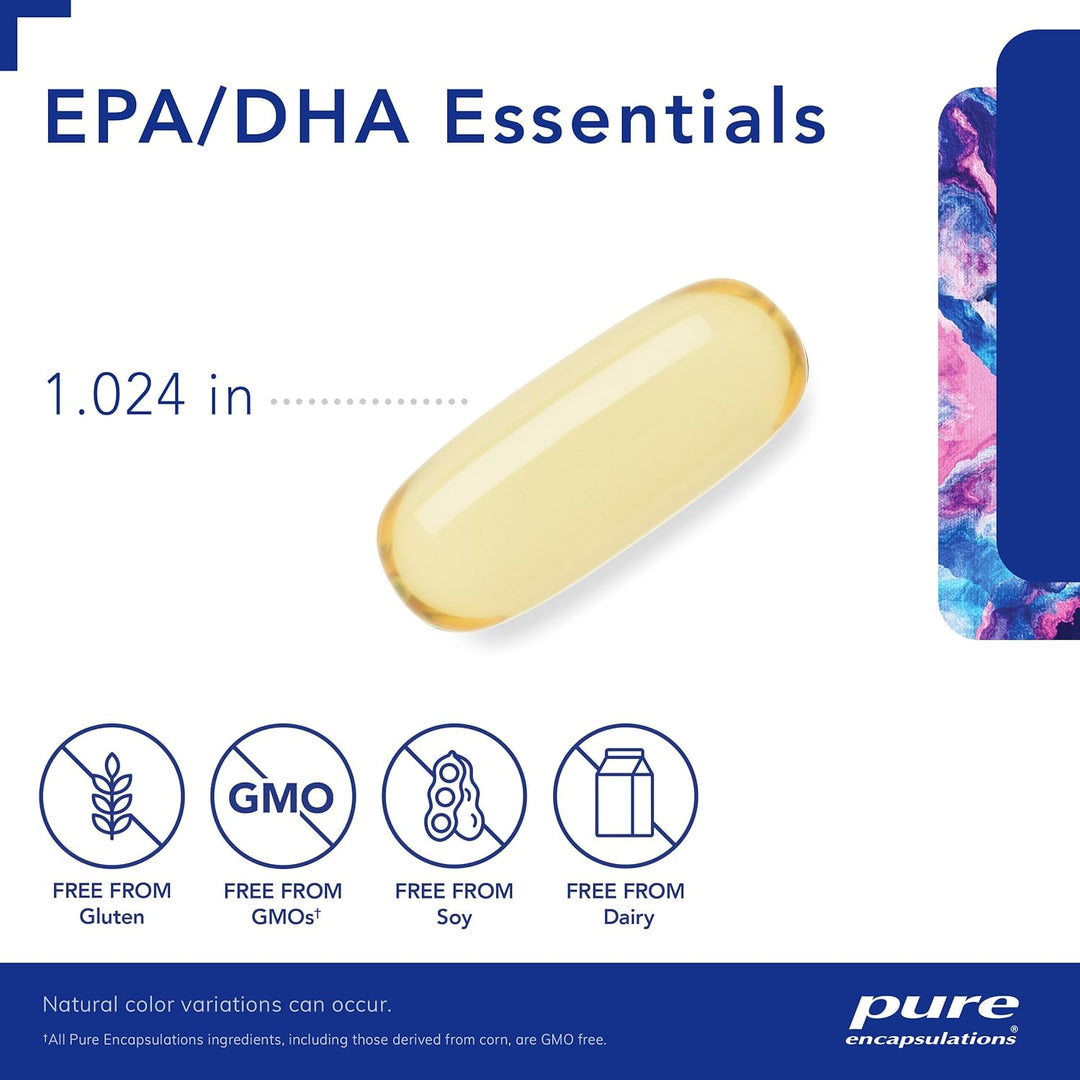 Pure Encapsulations EPA DHA Essentials Omega 3 for Heart Brain Wellness 90 Caps