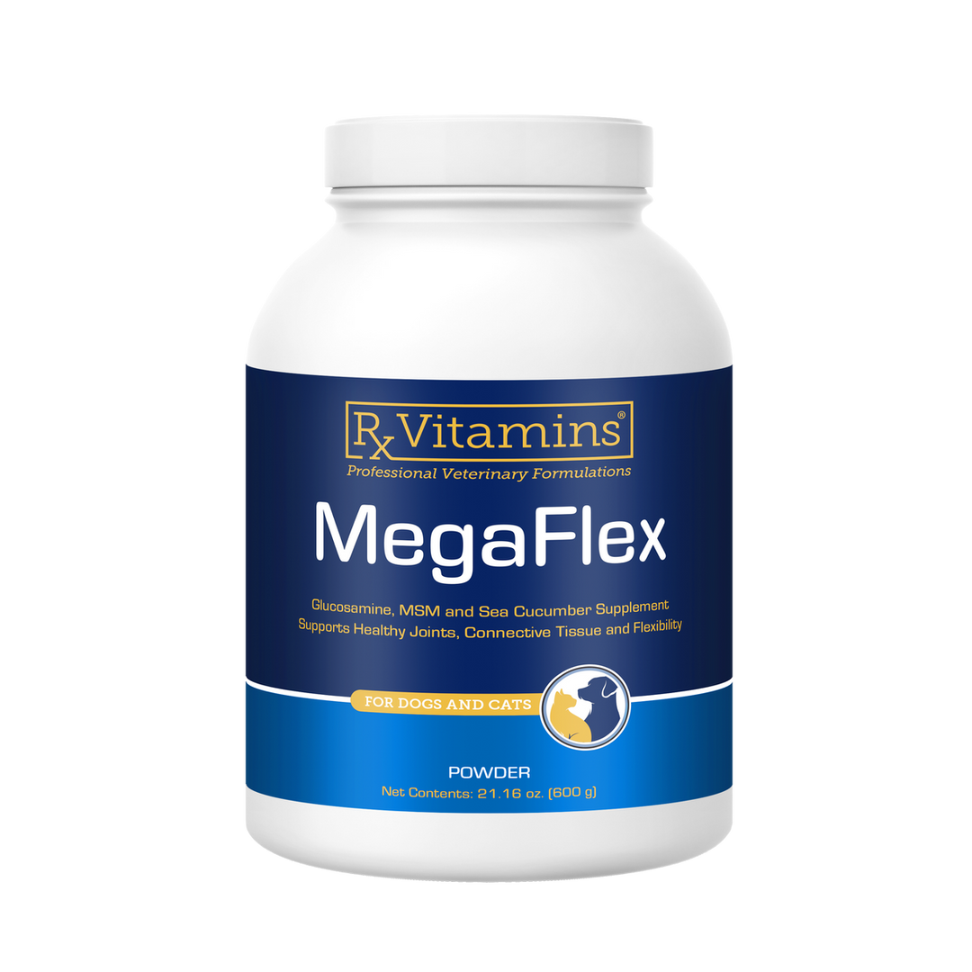 Rx Vitamins For Pets MegaFlex glucosamine powder for dogs and cats, 600g joint support supplement.