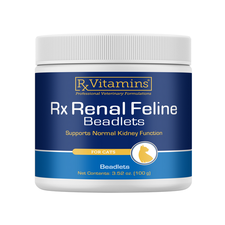 Rx Vitamins For Pets Renal Feline Beadlets 3.52 Oz supports normal kidney function for cats.
