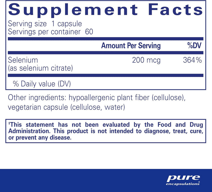 Pure Encapsulations Selenium Citrate Supports Immune Cellular Health 60 Capsules