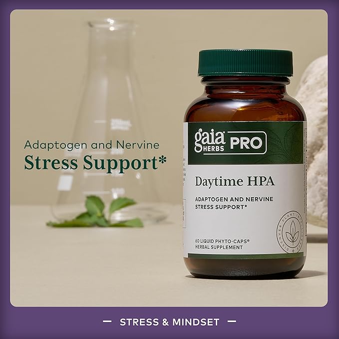 Gaia Herbs HPA Axis Daytime Maintenance Adrenal Support 60 Capsules with adaptogen and nervine stress support.
