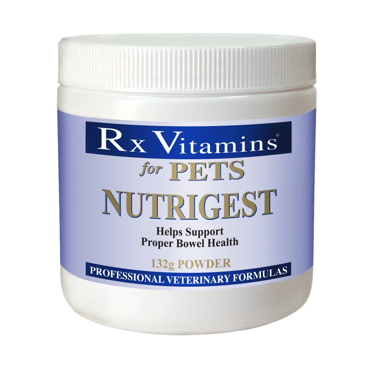 Rx Vitamins For Pets NutriGest Powder 132g for supporting proper bowel health in pets.