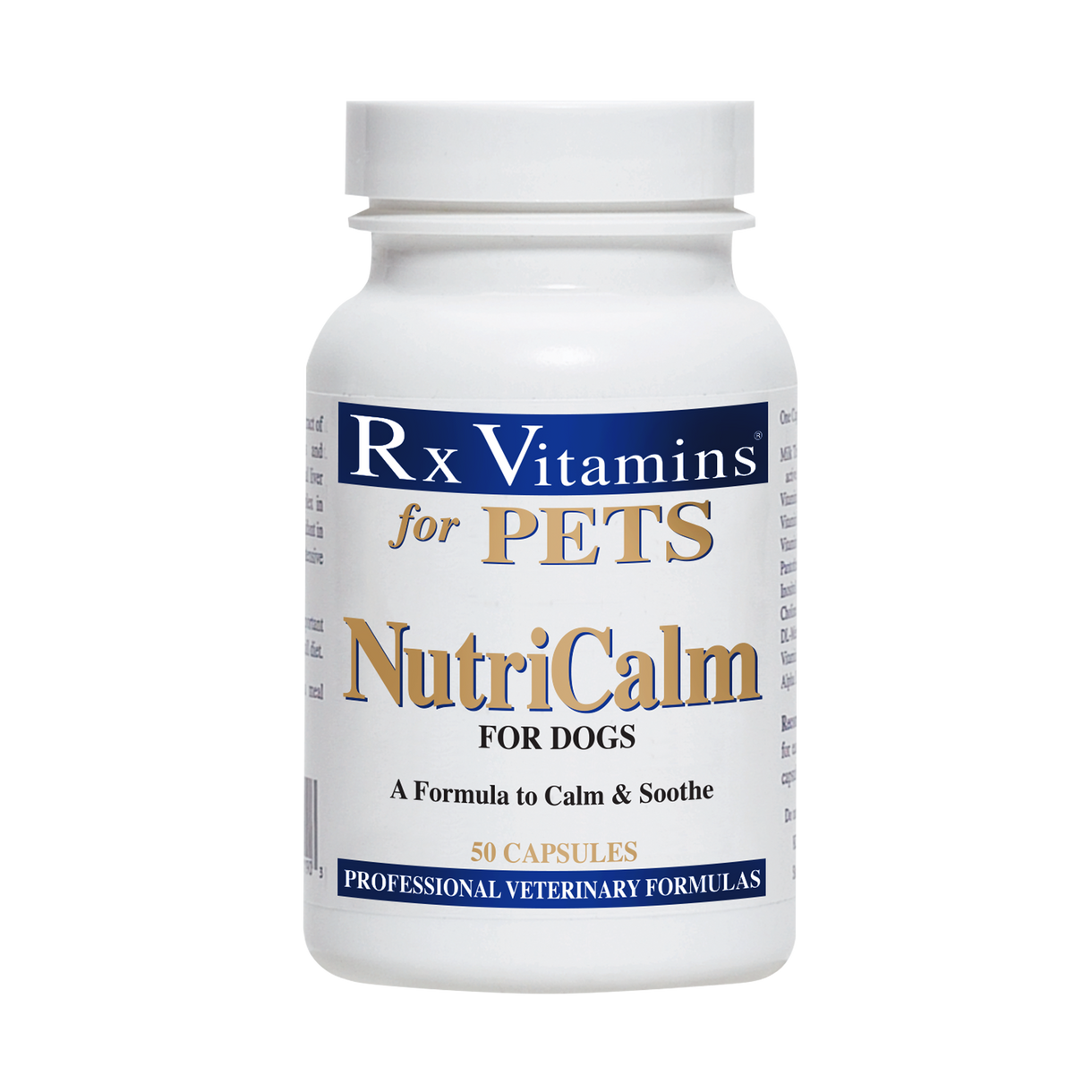 Rx Vitamins For Pets NutriCalm 50 Capsules Stress Relief Formula for Dogs supplement bottle