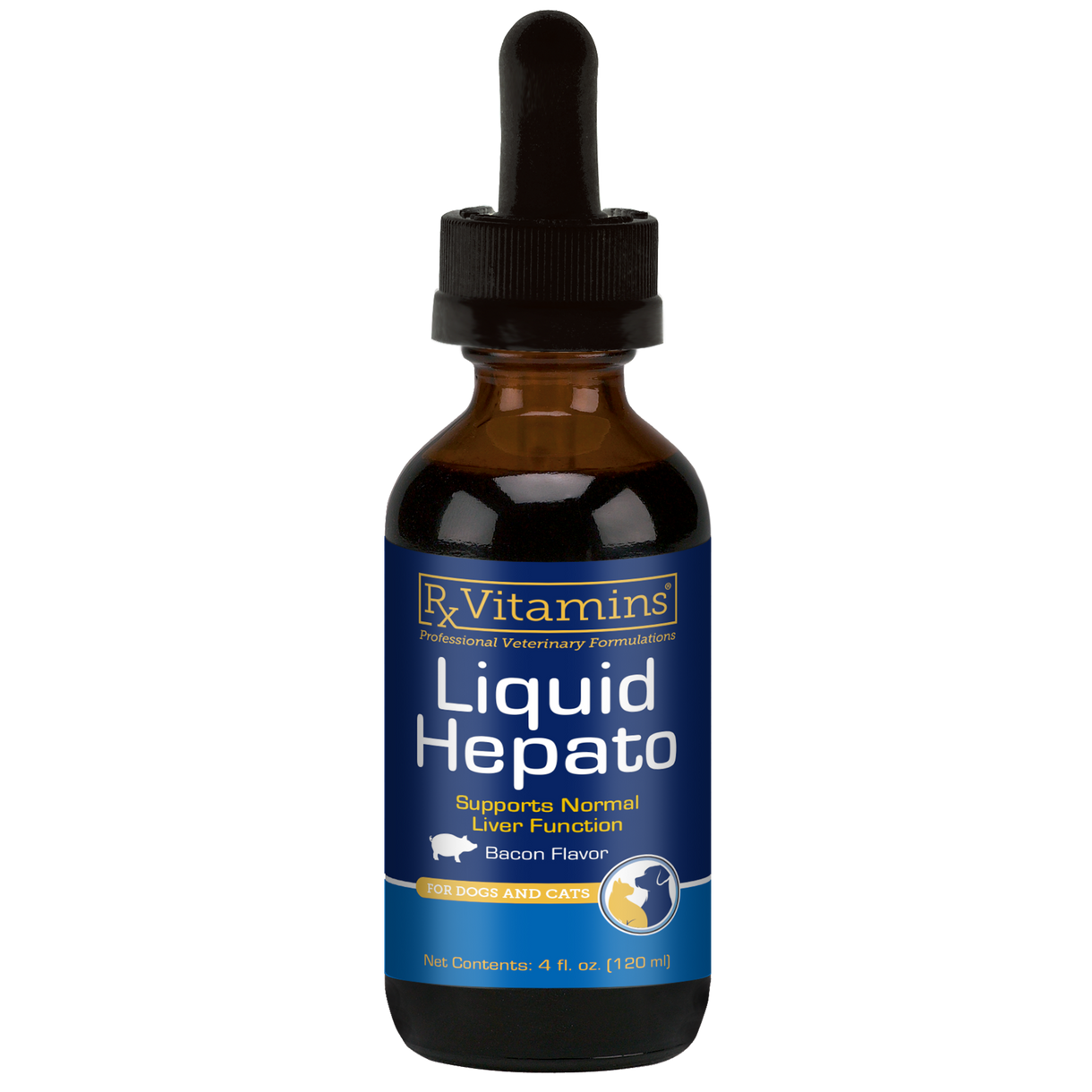 Rx Vitamins For Pets Hepato Liquid 4 Oz Bacon Flavor Liver Support for dogs and cats.