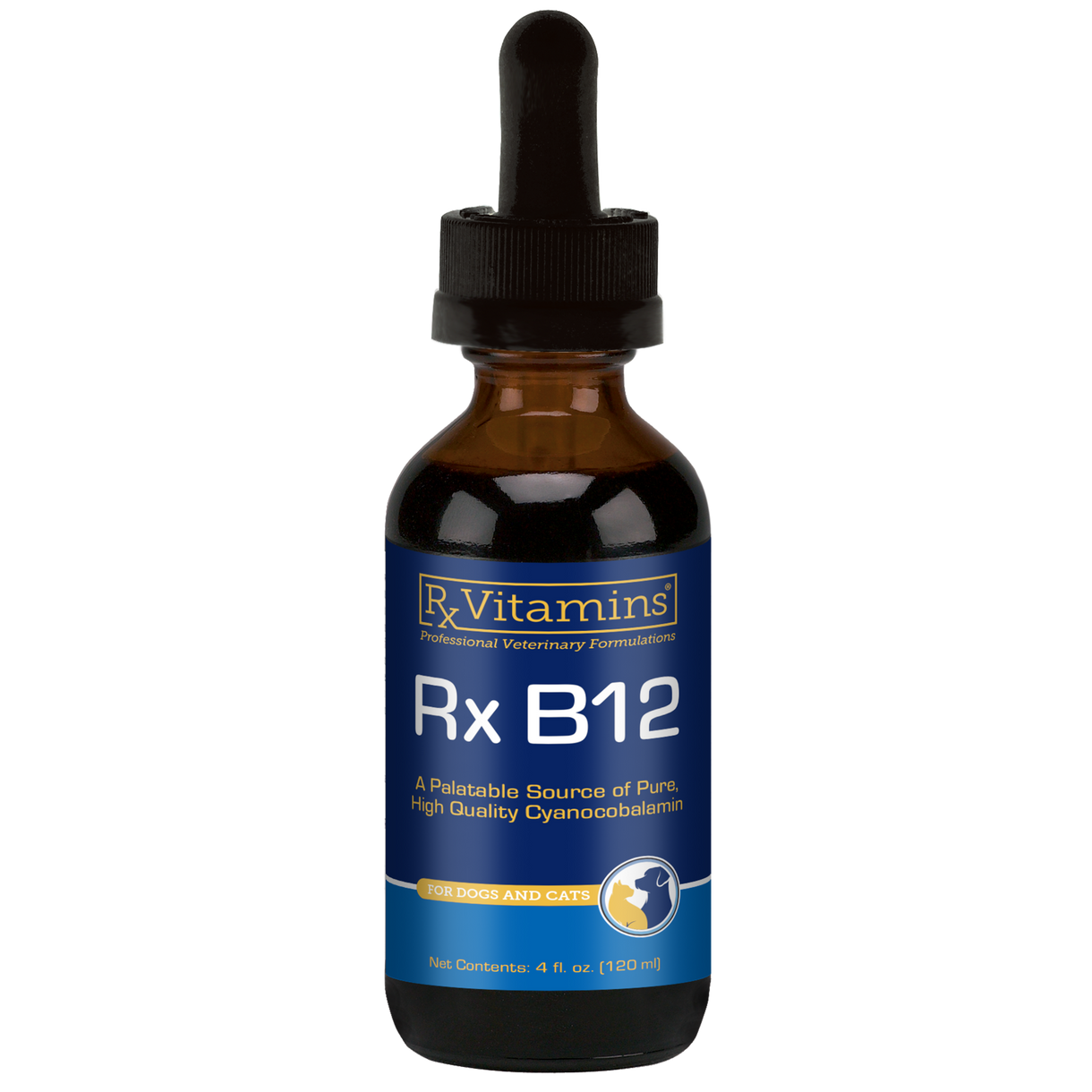 Rx Vitamins For Pets Rx B12 Liquid 4 Oz Digestive Supplement for Dogs and Cats in a 4 oz bottle.