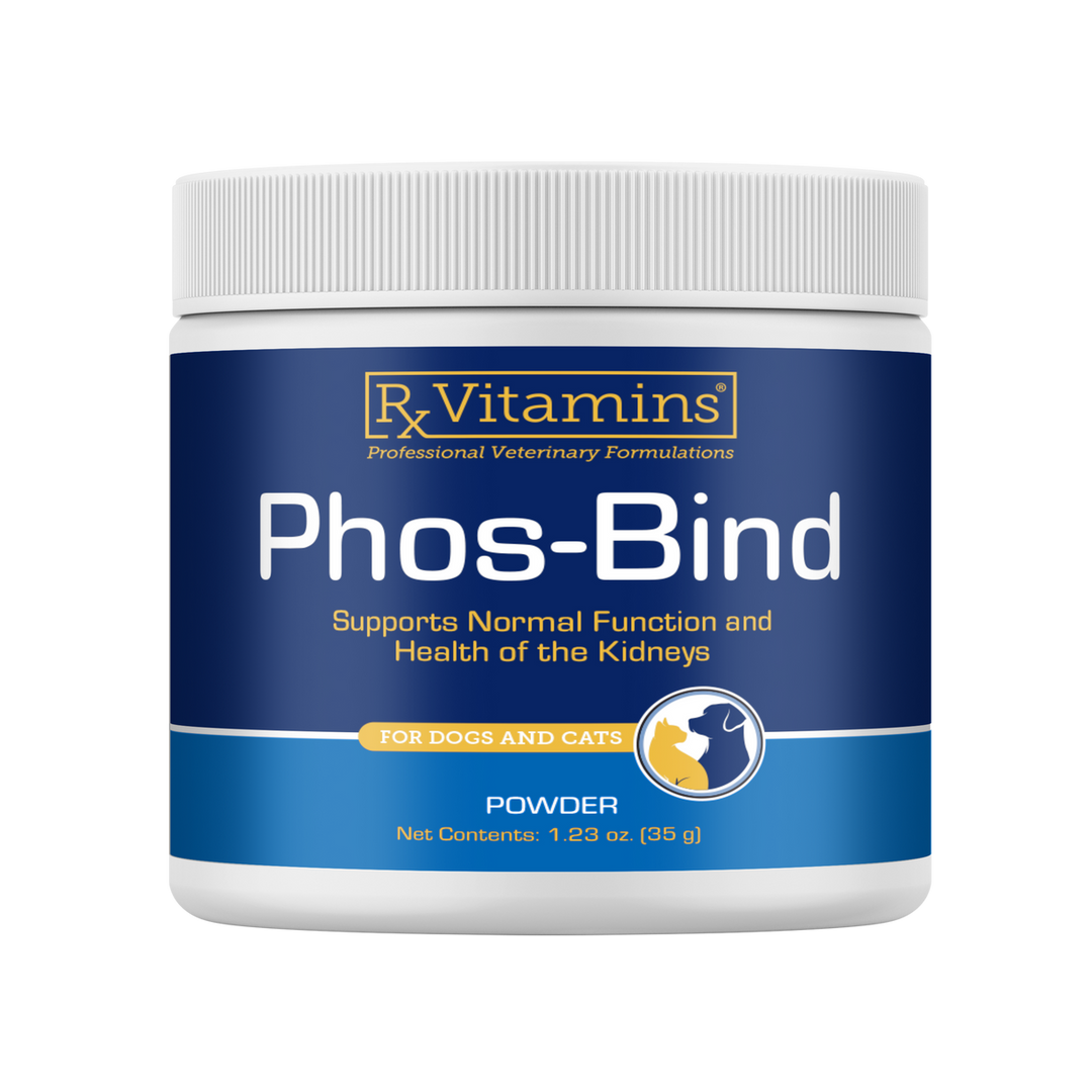 Rx Vitamins For Pets Phos-Bind Powder for kidney support in dogs and cats, 35g container.