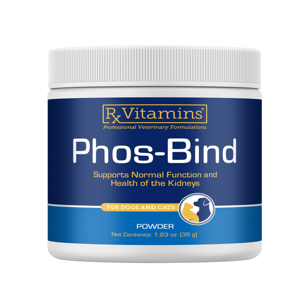 Rx Vitamins For Pets Phos-Bind Powder for kidney support in dogs and cats, 35g container.