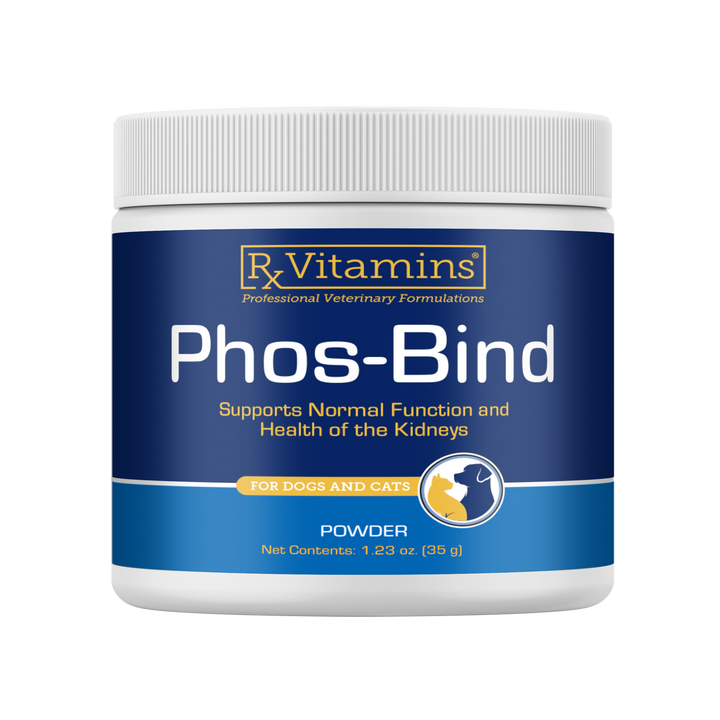 Rx Vitamins For Pets Phos-Bind Powder for kidney support in dogs and cats, 35g container.