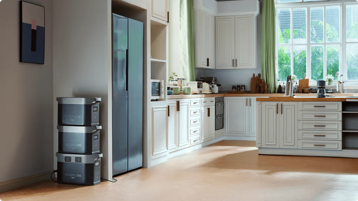EcoFlow DELTA 2 Max Power Station with Smart Extra Battery in modern kitchen setting
