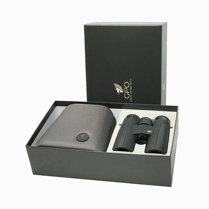 GPO Passion HD Binoculars 10x42 ED Charcoal Black High Clarity with Adapter