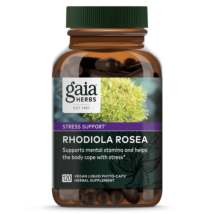 Gaia Herbs Rhodiola Rosea 120 Vegan Liquid Phyto Caps, supports mental stamina and helps cope with stress.