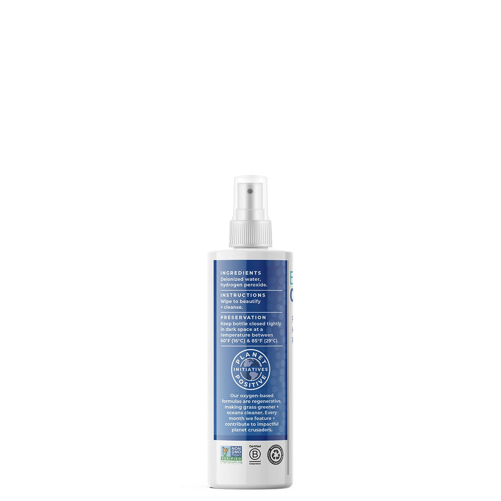 Essential Oxygen Food Grade Hydrogen Peroxide Spray 8oz bottle for cleansing and purifying surroundings.