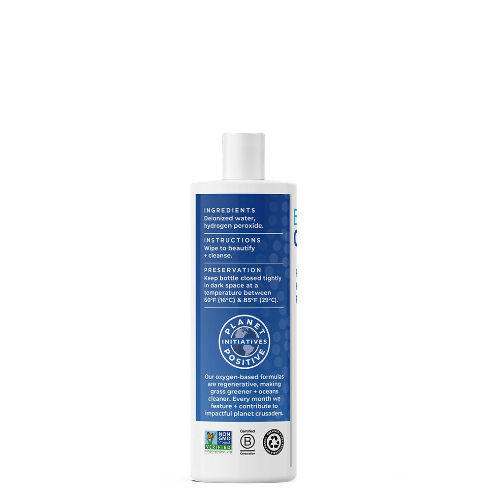 Essential Oxygen Food Grade Hydrogen Peroxide 16 oz bottle with ingredients and instructions on the label