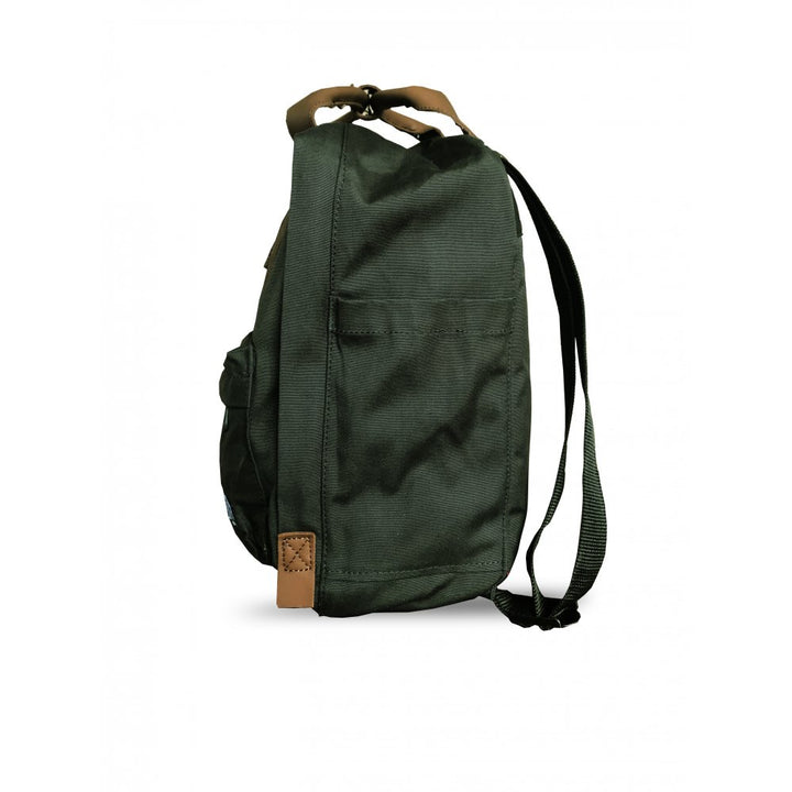 Faraday Cavestock Daypack No. 66 Olive RFID Blocking Backpack side view showcasing its compact design and durable fabric.