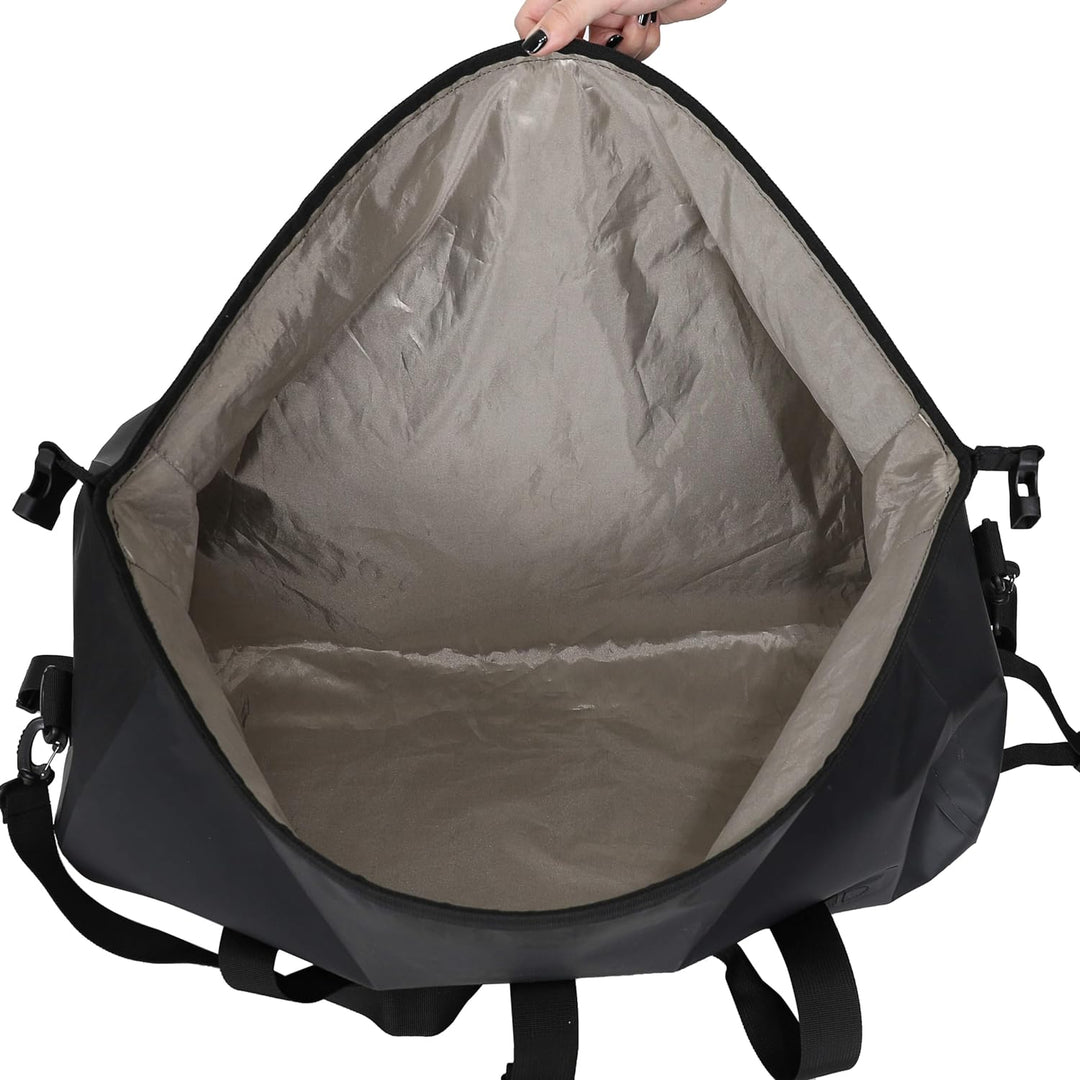 Interior view of the Faraday Dry Duffel Bag showing spacious lining and design.