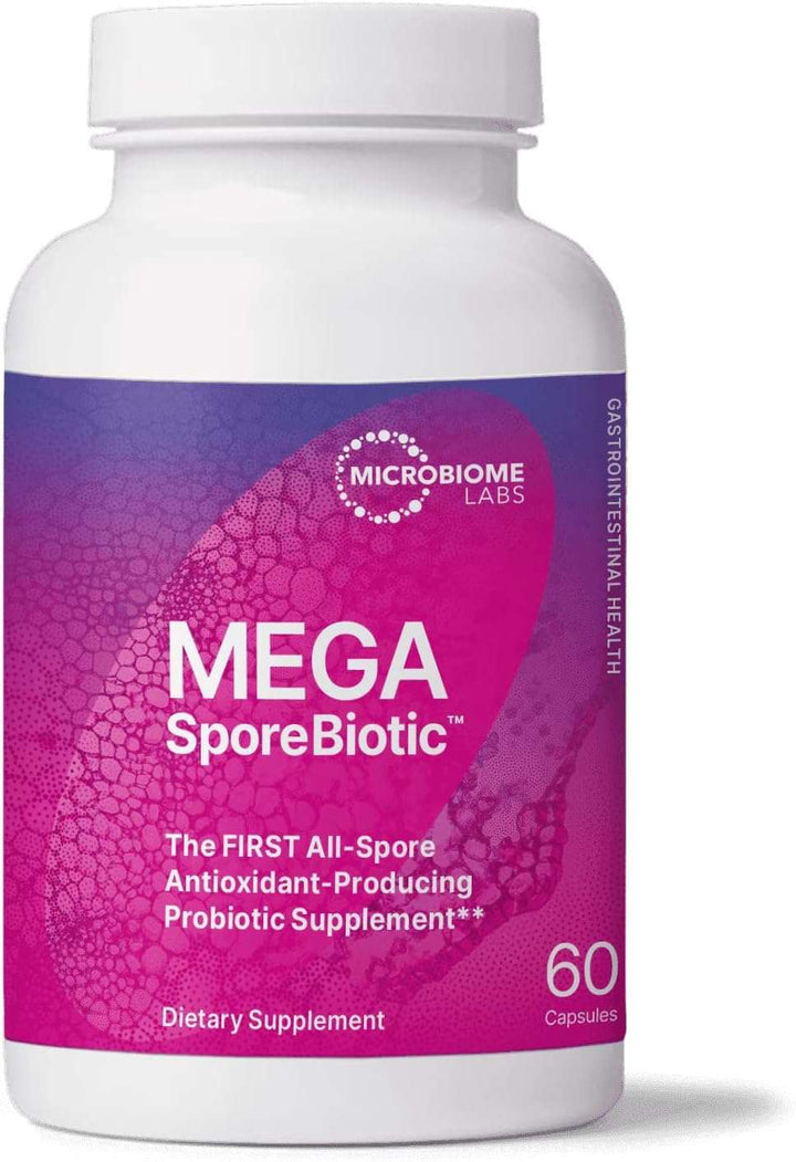Microbiome Labs MegaSporeBiotic Probiotic 60 Count gut health support dietary supplement capsule bottle
