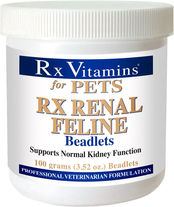 Rx Vitamins For Pets Renal Feline Beadlets 3.52 Oz supports normal kidney function in cats.
