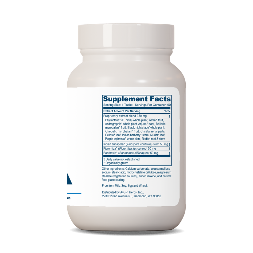 Ayush Herbs Livit-2 Natural Daily Liver Support supplement facts label 90 Veg Tabs 500mg
