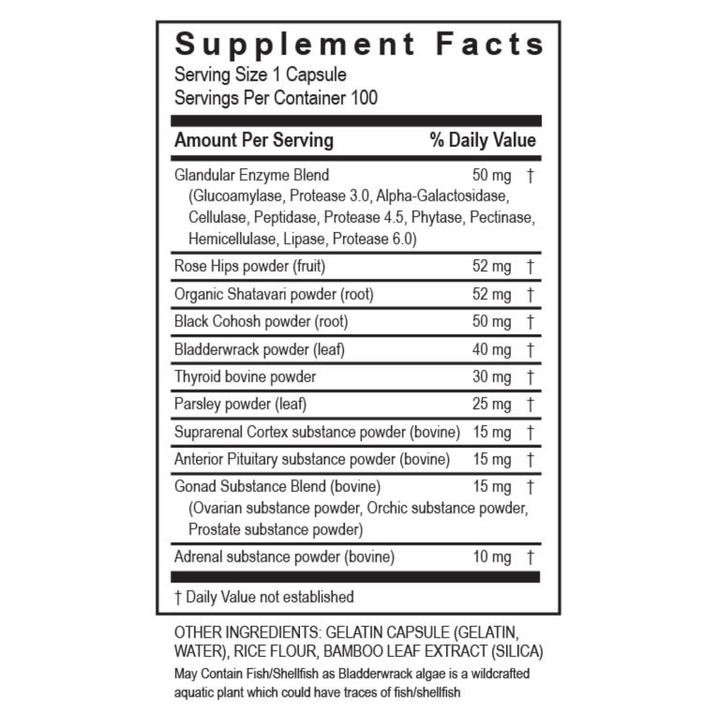 Supplement Facts for Transformation Enzymes Digest 90 protein and enzyme capsule ingredients list