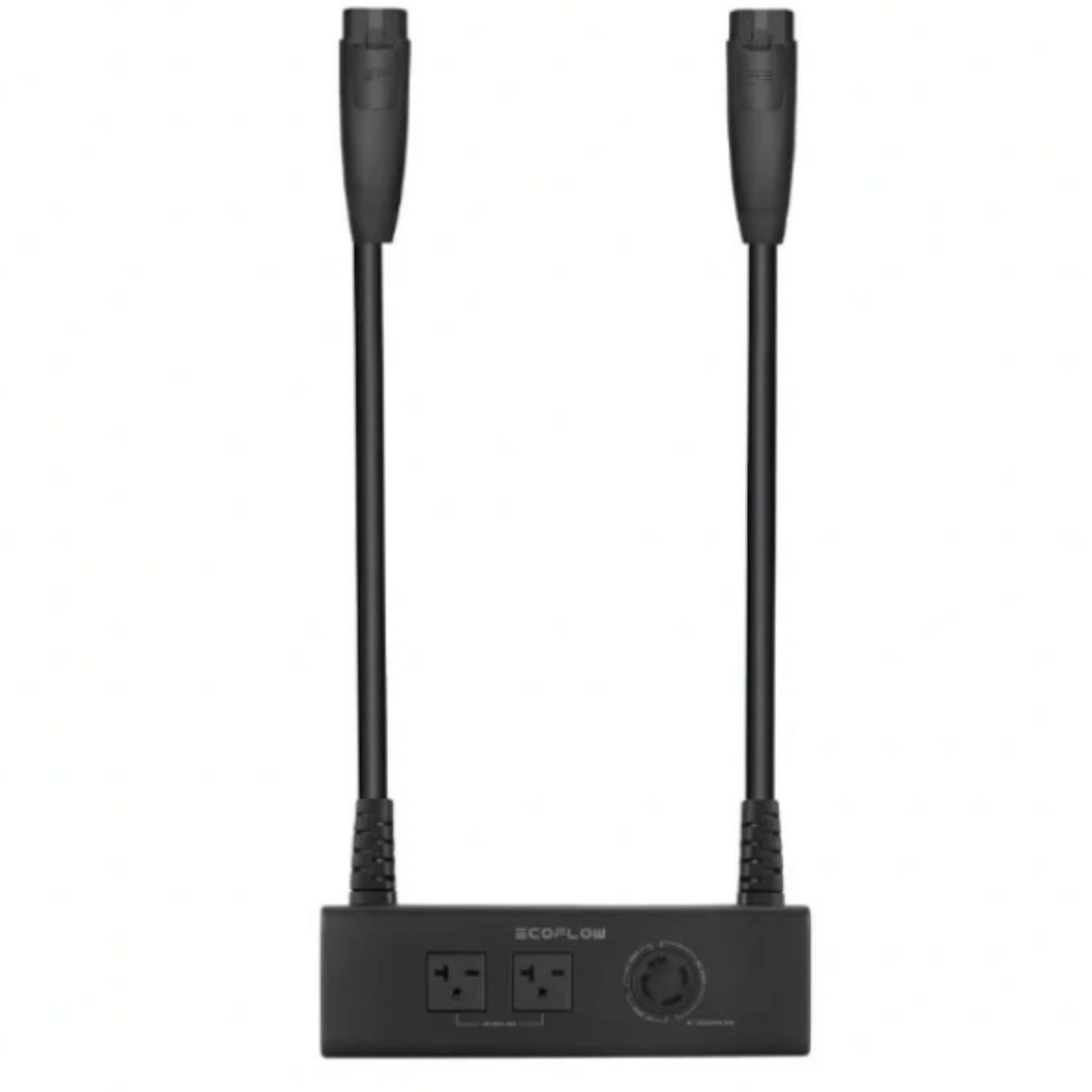 EcoFlow Double Voltage Hub with 3 Receptacles for DELTA Pro, featuring two cords and a control knob.