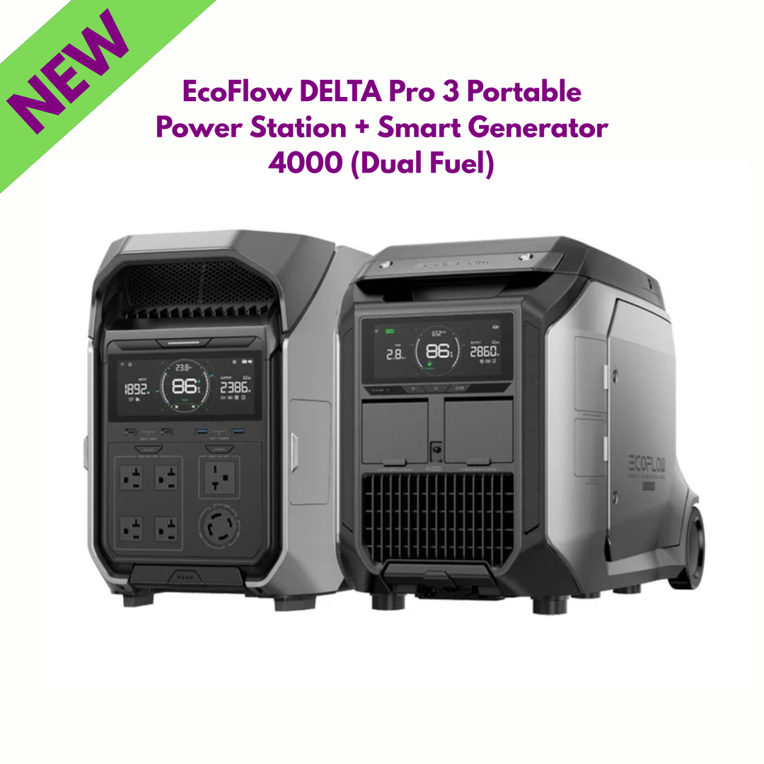 EcoFlow DELTA Pro 3 Portable Power Station + Smart Generator 4000 Dual Fuel for outdoor and emergency use.