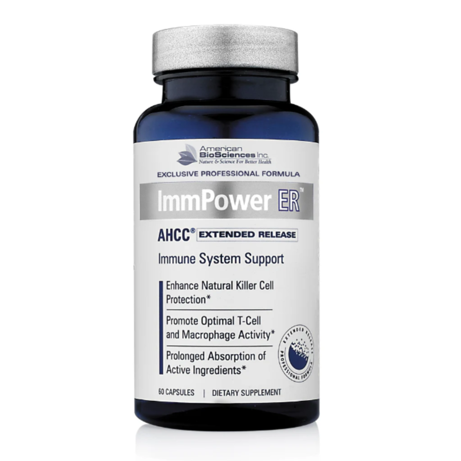 American Biosciences Immpower ER AHCC 60 Caps Extended Release Immune System Support Dietary Supplement