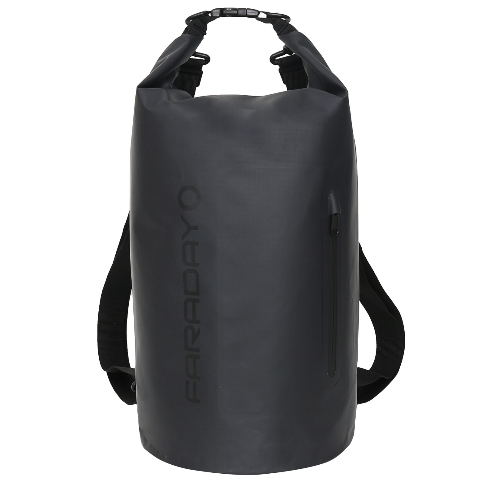 Faraday Dry Bag Sling Pack 10L waterproof backpack in stealth black color for outdoor adventures.