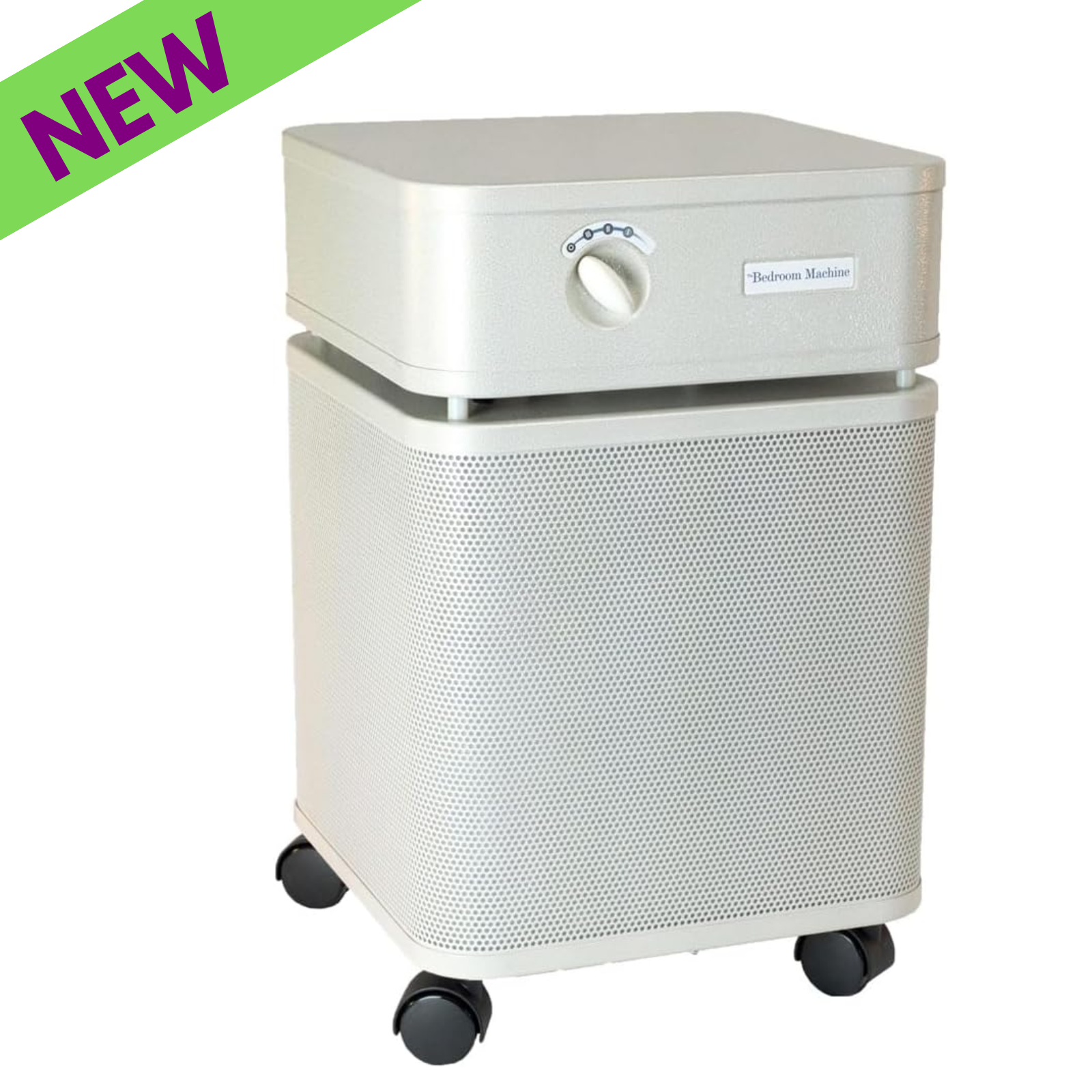 Austin Air HEPA Bedroom Machine HM402 Sandstone air purifier with wheels and new design.