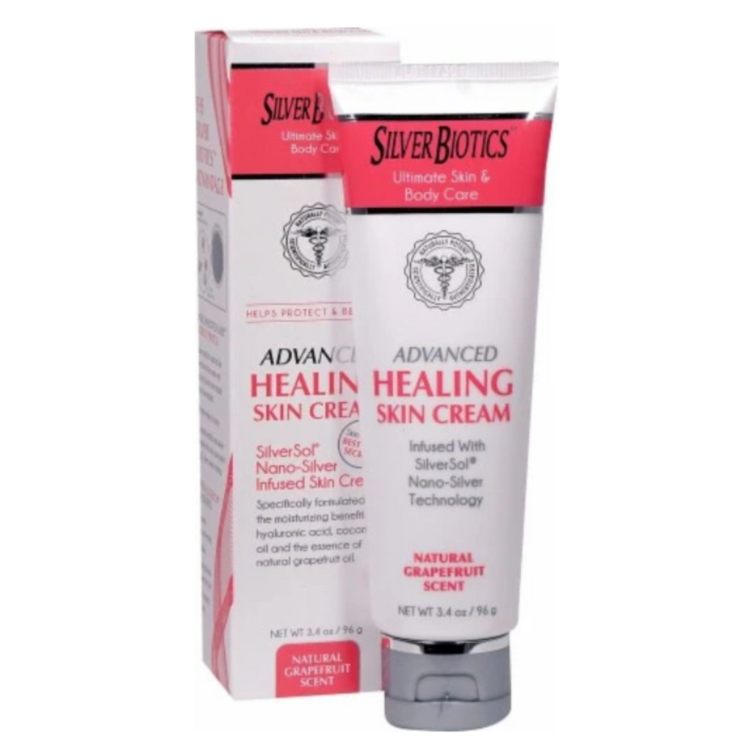 American Biotech Labs Silver Hand and Body Lotion Grapefruit with coconut oil for hydration, 3.4 oz tube.