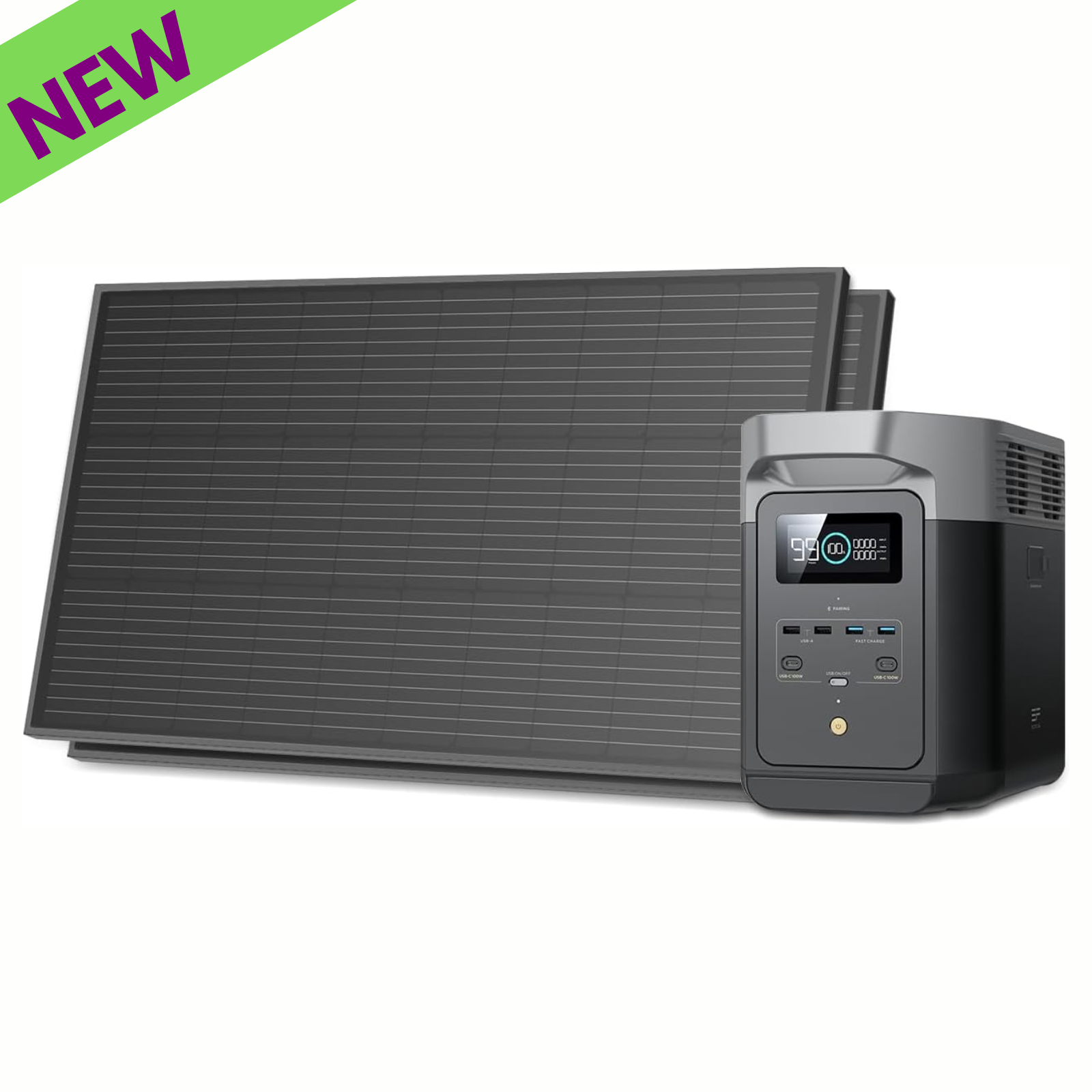 EcoFlow DELTA 2 Portable Power Station + QTY 2 100W Rigid 12V Solar Panels for safe island service