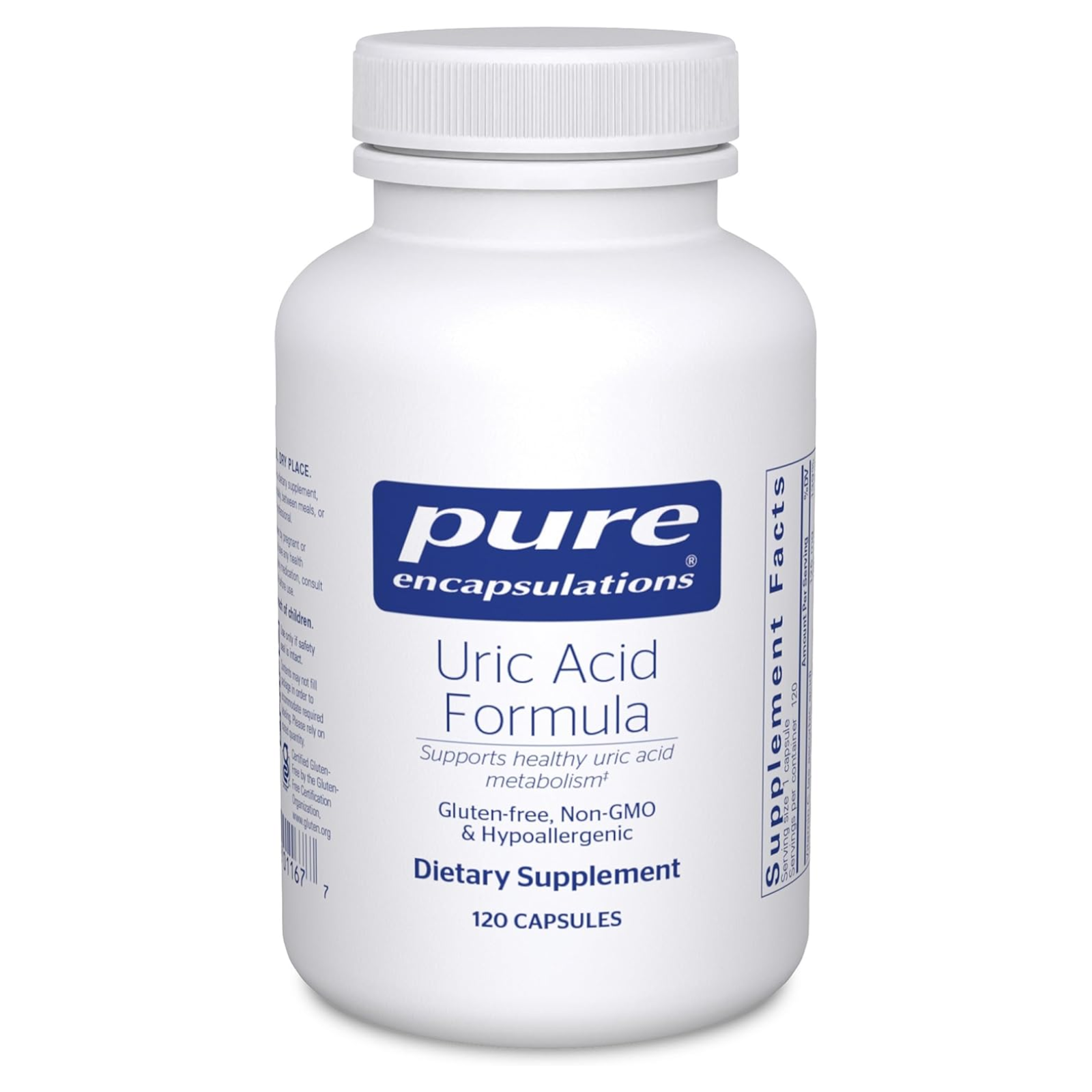 Pure Encapsulations Uric Acid Formula Herbal Vitamin Supplement 120 Capsules.