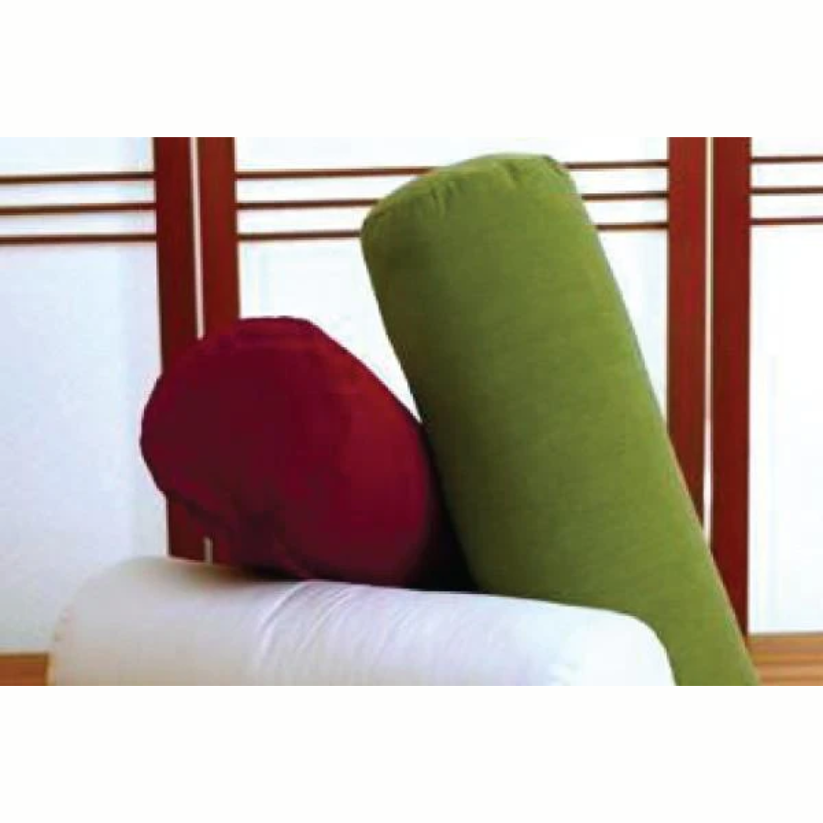 Sleepy Sheep Organic Bolster Insert Natural Support Cushion in red and green colors, showcasing organic cotton materials.