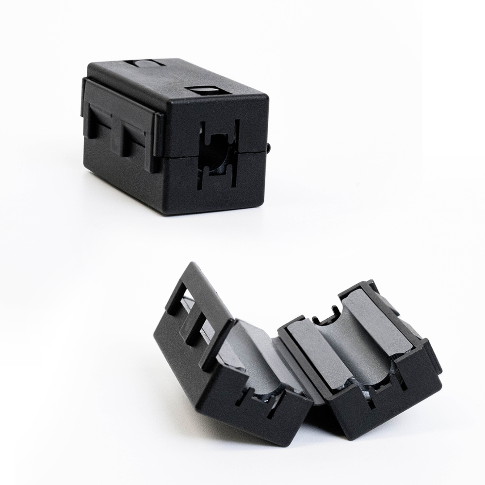 Faraday Broadband EMP Ferrite noise suppression device in black, ideal for high frequency protection.