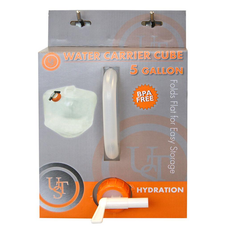 Ultimate Survival Technologies Ultimate Survival UST Clear Water Carrier Cube 5 Gallon Folds Flat