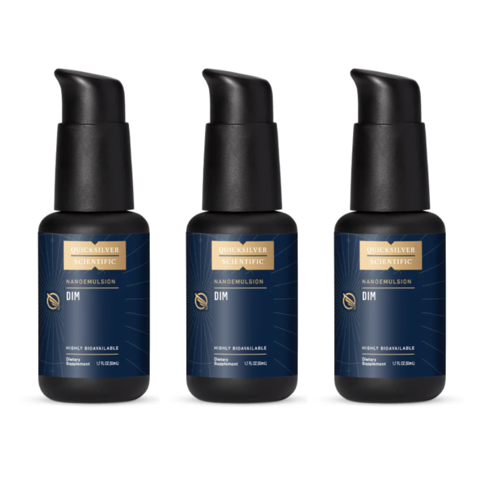 Quicksilver Scientific DIM Nano Absorption Liquid 1.7oz 3-pack bottles.