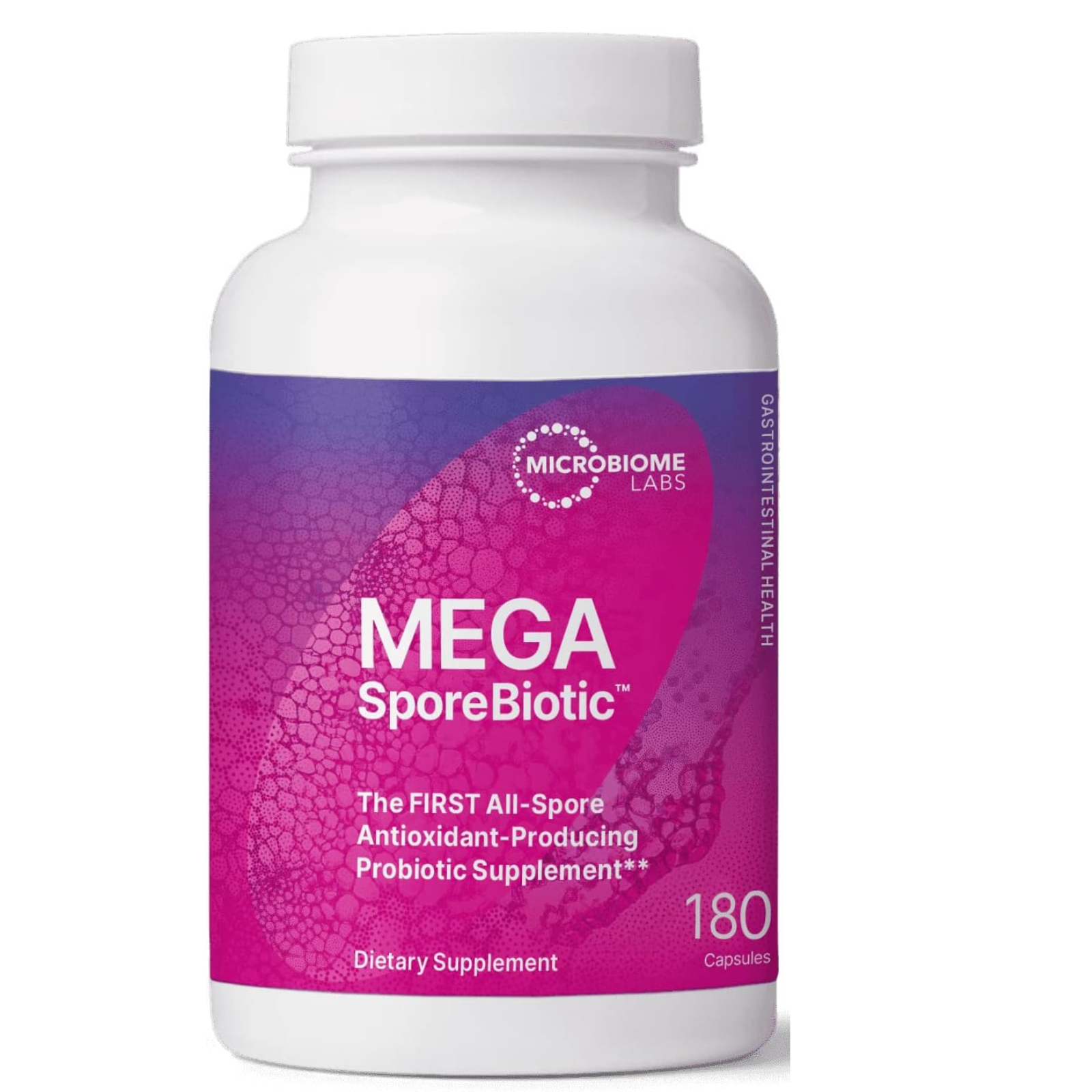 Microbiome Labs MegaSporeBiotic Probiotics Digestive Health 180 Caps, antioxidant-producing probiotic supplement.