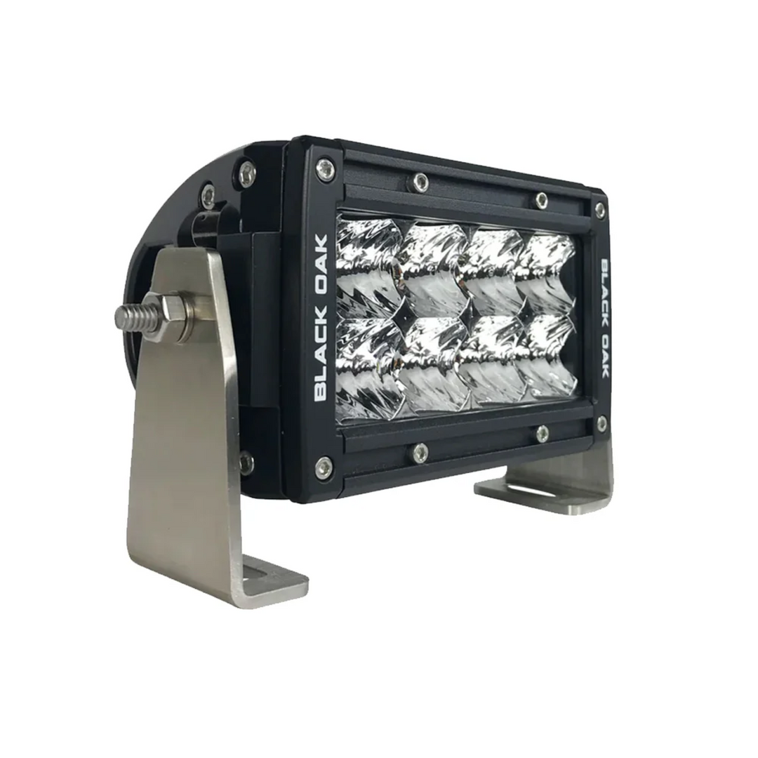 Black Oak LED Pro Series 3.0 Double Row 4" Light Bar Flood Optics Black Housing