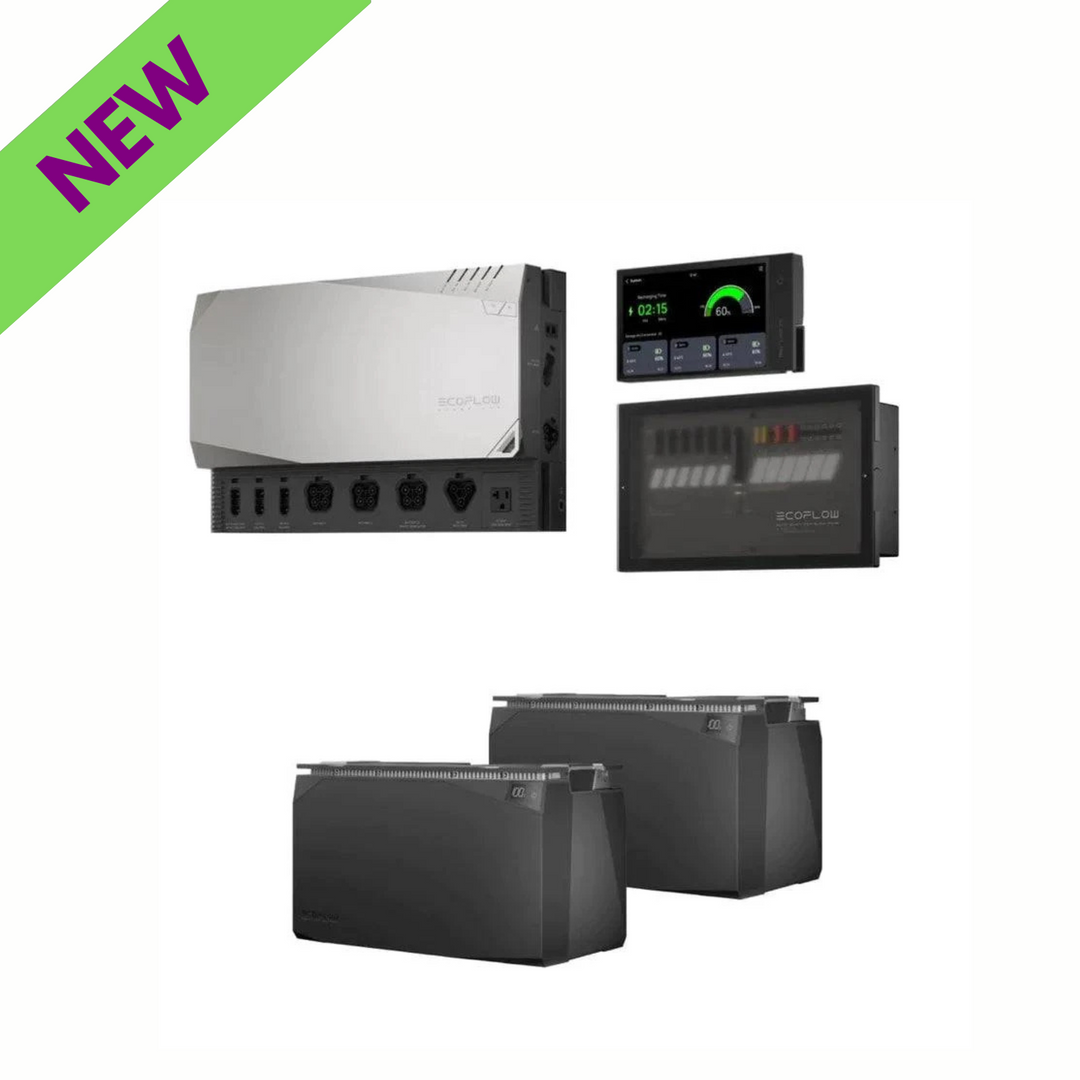 EcoFlow 10kWh Power Independence Kit Ultimate Home and Outdoor Energy Solution with accessories and display.